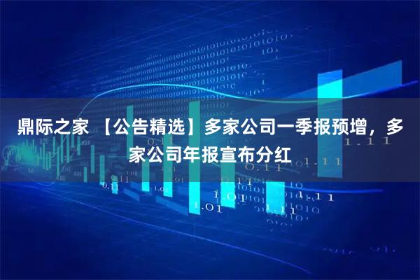 鼎际之家 【公告精选】多家公司一季报预增，多家公司年报宣布分红
