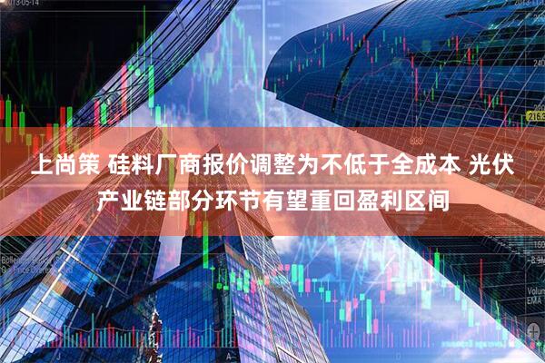 上尚策 硅料厂商报价调整为不低于全成本 光伏产业链部分环节有望重回盈利区间